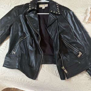 Michael Kors Black Studded Leather Jacket